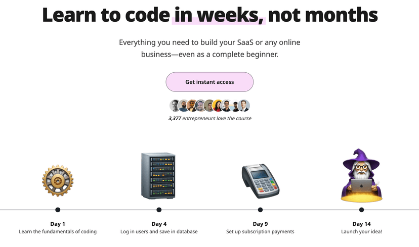 Learn to code in weeks, not months