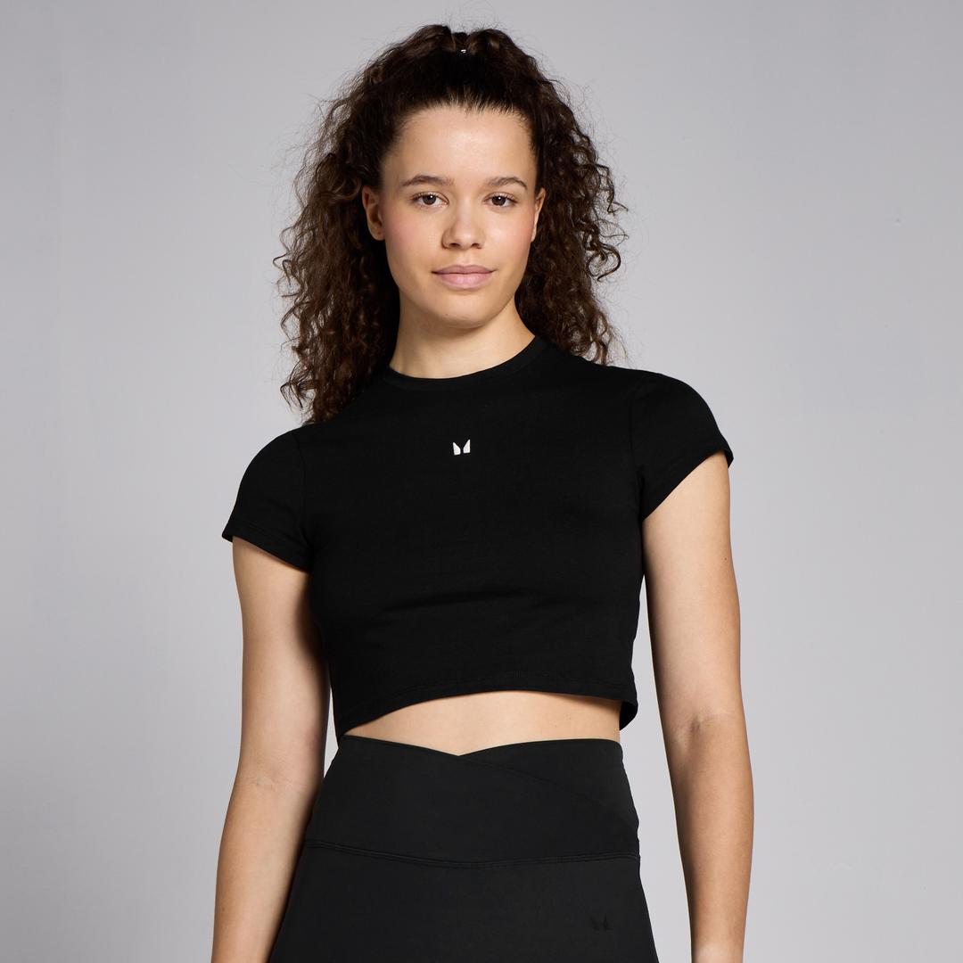 MP Women's Basics Body Fit Short Sleeve Crop T-Shirt - Black - S