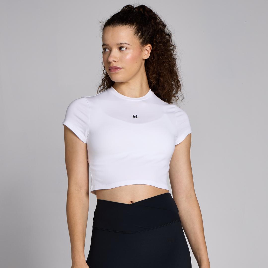 MP Women's Basics Body Fit Short Sleeve Crop T-Shirt - White - XS
