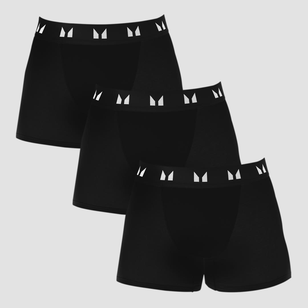 Men's Cotton Boxers (3 Pack) - Black - XS
