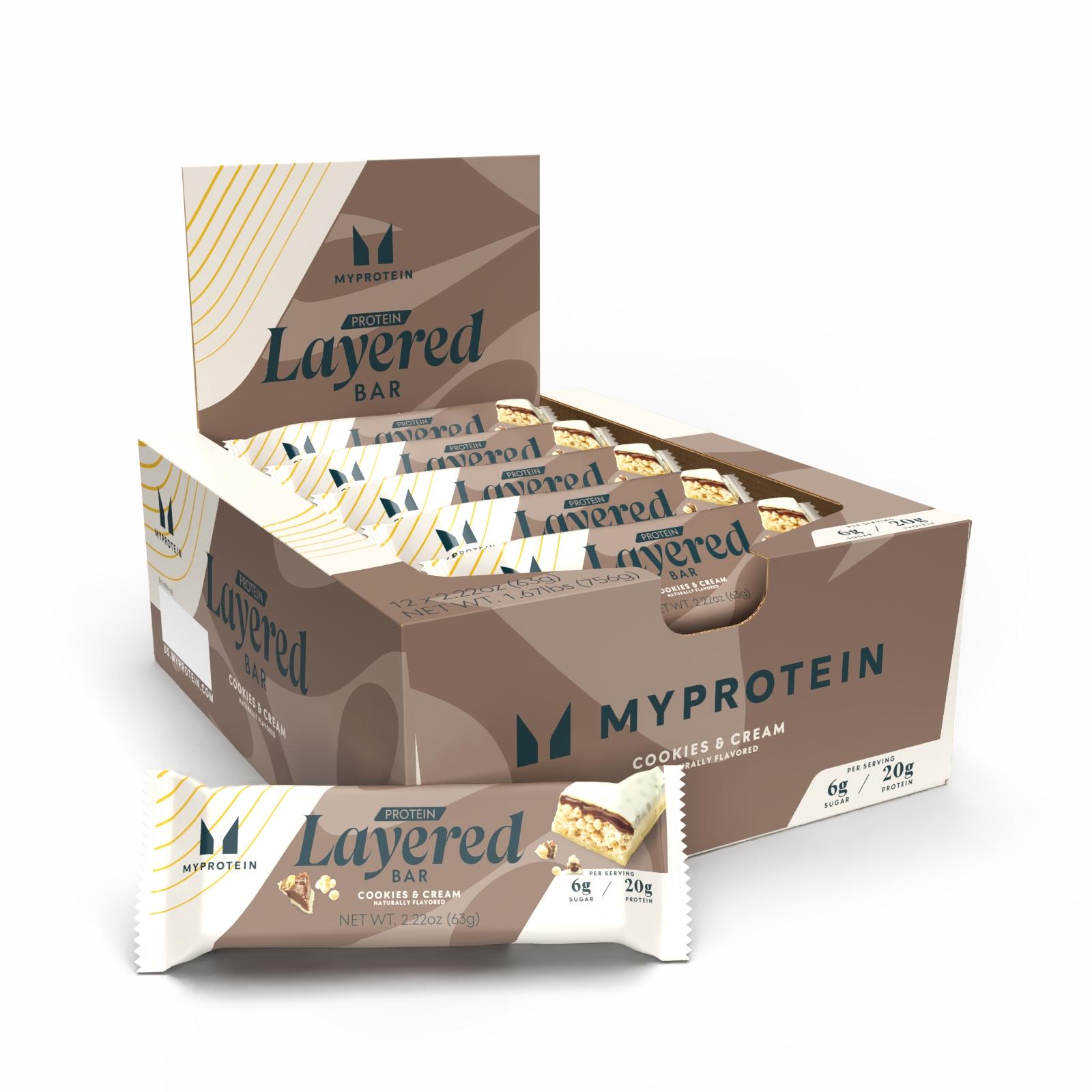 Layered Protein Bar - 12Bars - Cookies and Cream - Product image