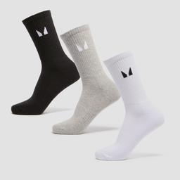 MP Unisex Crew Socks (3 Pack) - White/Black/Grey Marl - UK 6-8 - Image 1