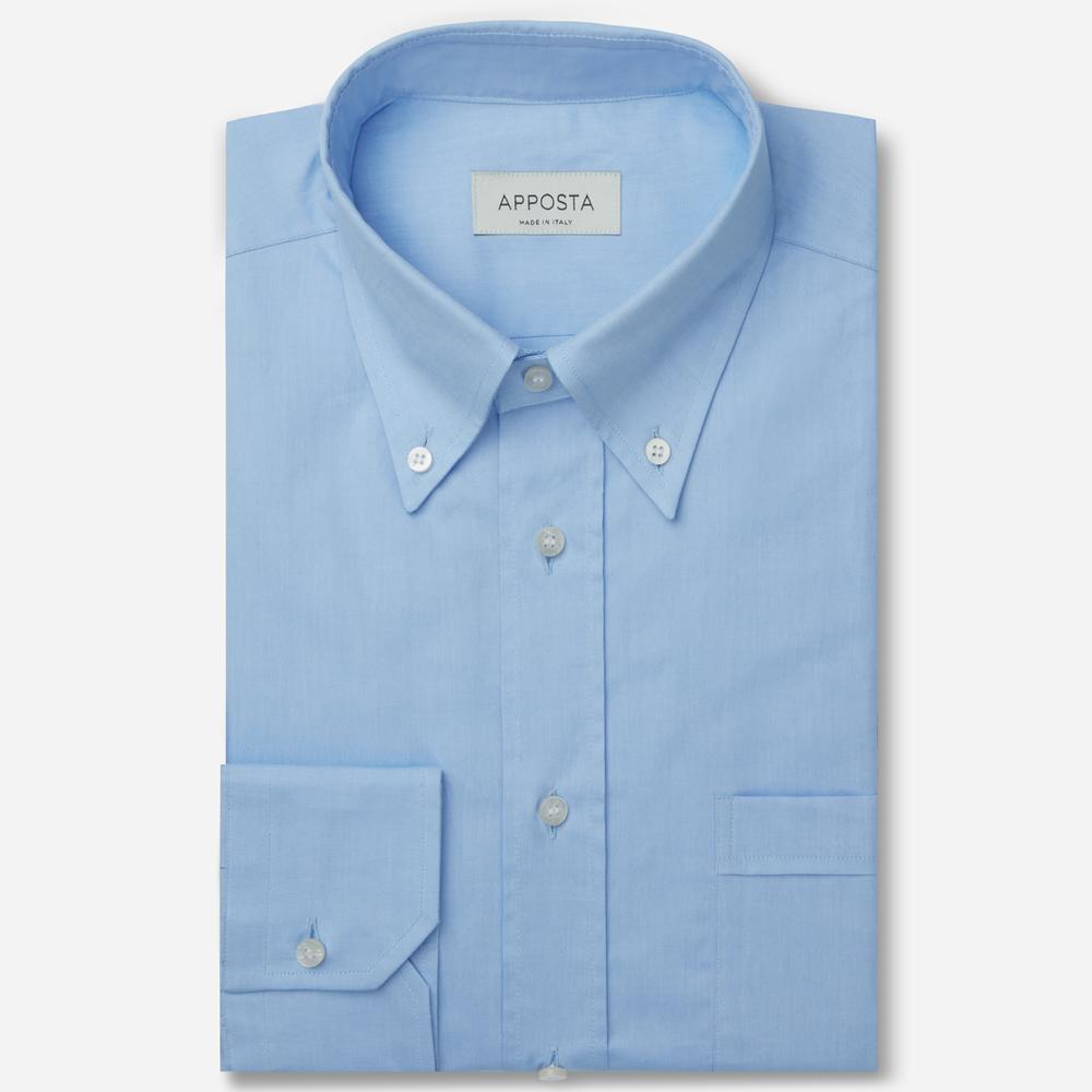 Shirt  solid  light blue cotton oxford double twisted supima cotton, collar style  button-down collar