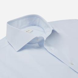 Shirt  small check  light blue cotton poplin giza 87, collar style  spread collar - Image 2