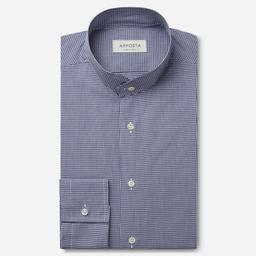 Shirt  small check  light blue cotton plain, collar style  angled band collar - Image 1
