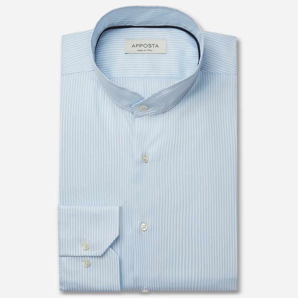 Shirt  striped  light blue cotton fil-&#224;-fil, collar style  angled band collar