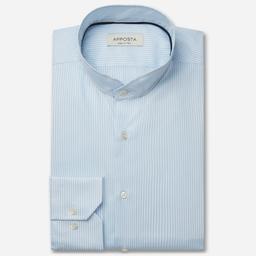 Shirt  striped  light blue cotton fil-&#224;-fil, collar style  angled band collar - Image 1