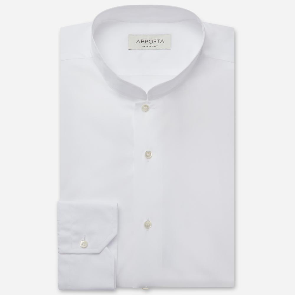 Shirt  solid  white cotton twill, collar style  open band collar