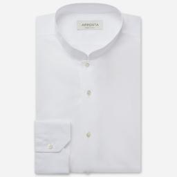 Shirt  solid  white cotton twill, collar style  open band collar - Image 1