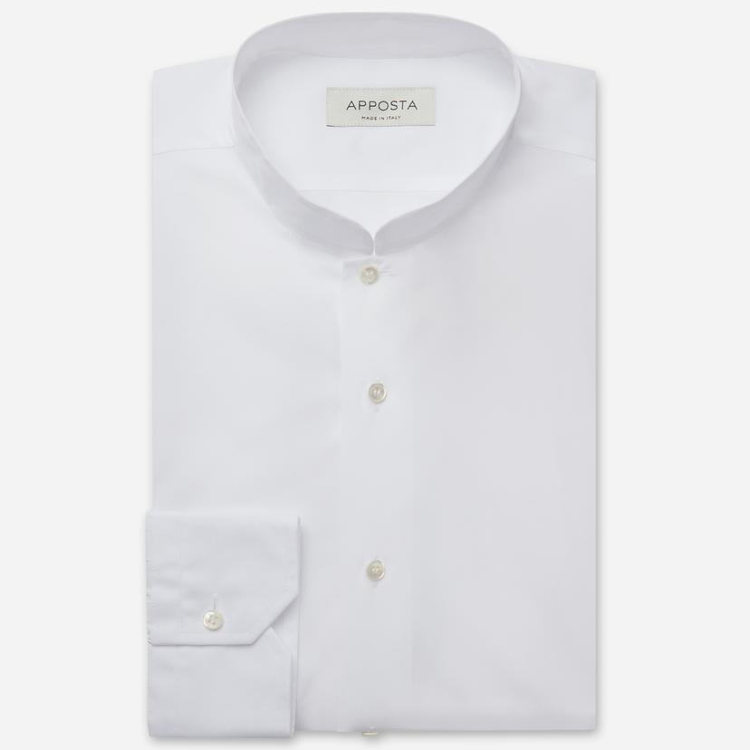 Shirt  solid  white cotton twill, collar style  open band collar - Product image
