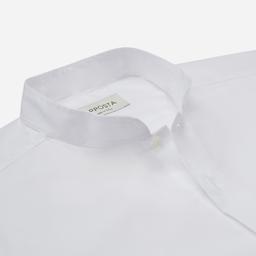 Shirt  solid  white cotton twill, collar style  open band collar - Image 2