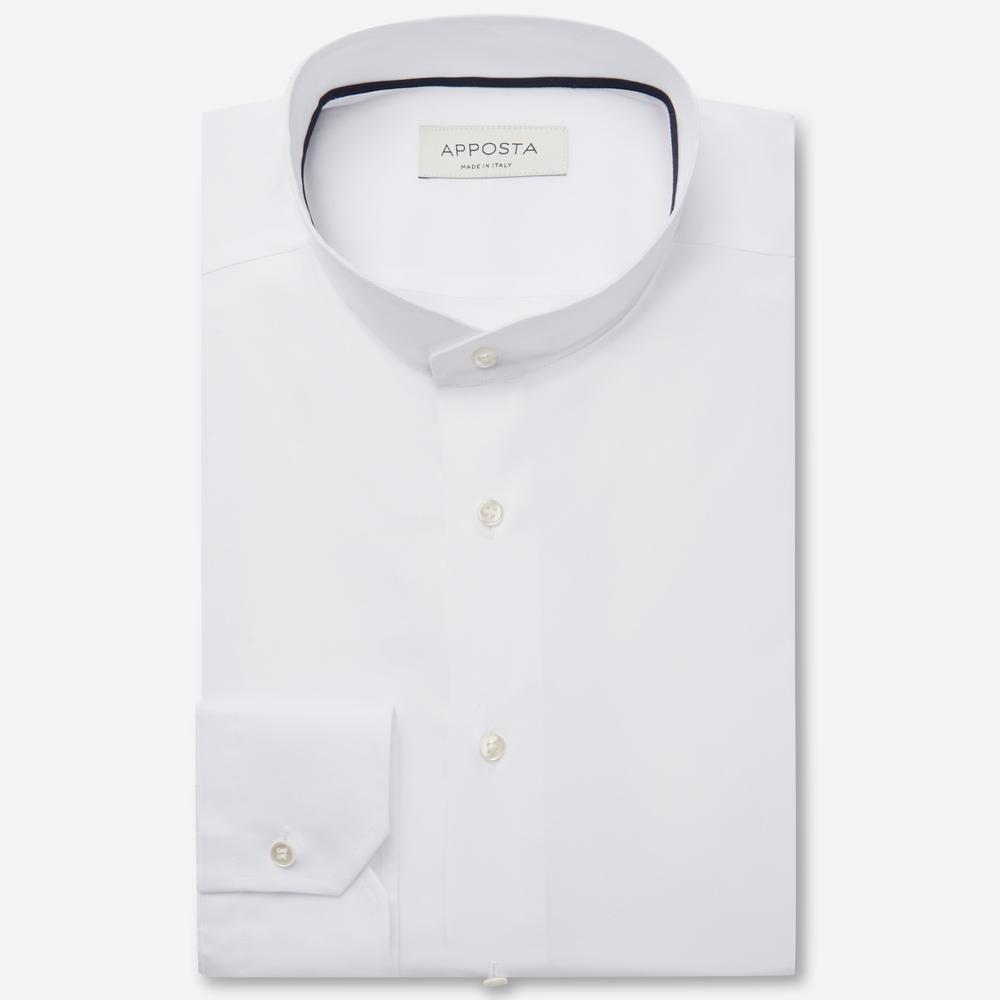 Shirt  solid  white coolmax cotton twill, collar style  angled band collar