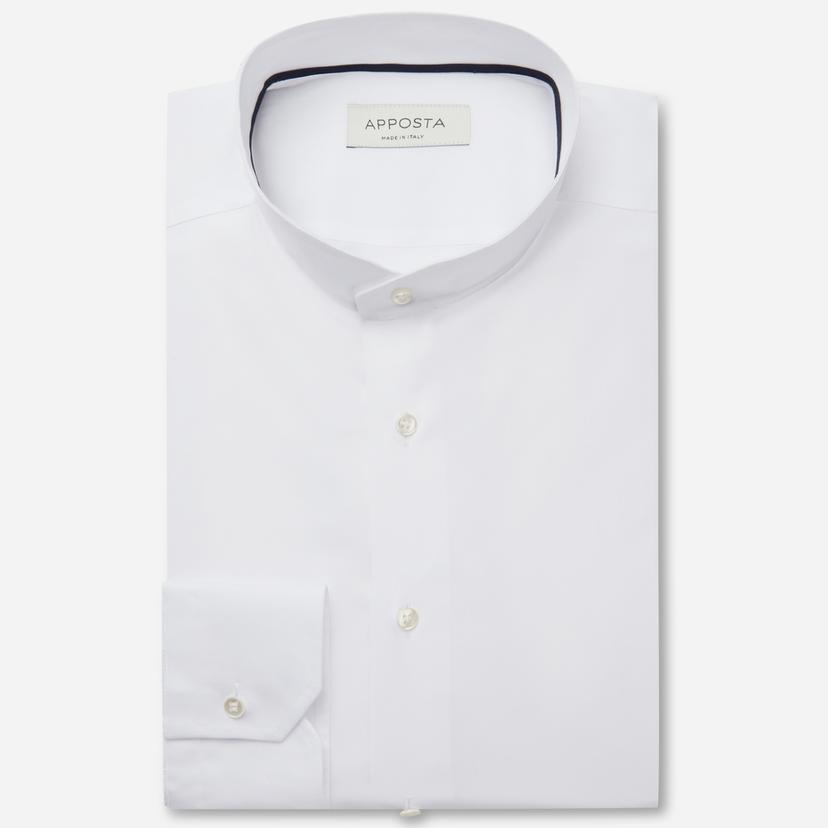 Shirt  solid  white coolmax cotton twill, collar style  angled band collar - Product image