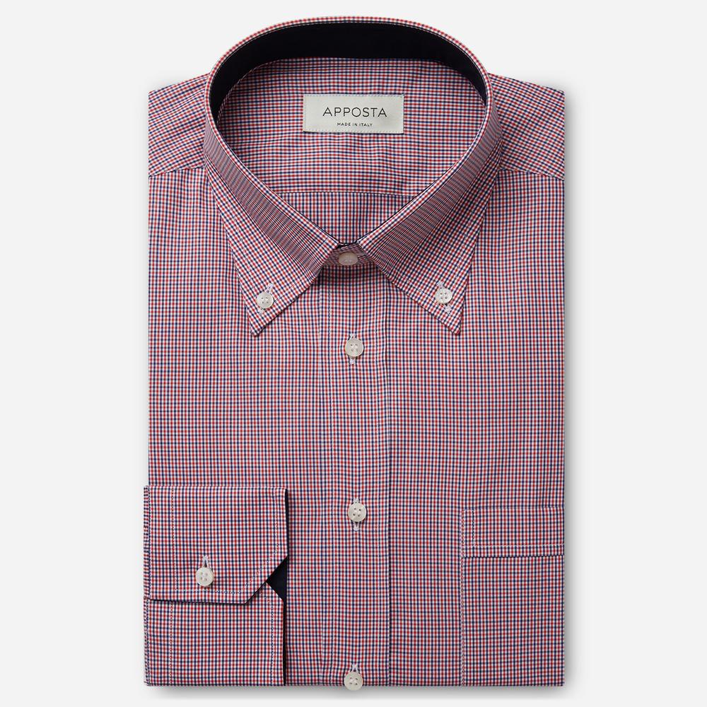 Shirt  big check  multi cotton zephyr, collar style  button-down collar