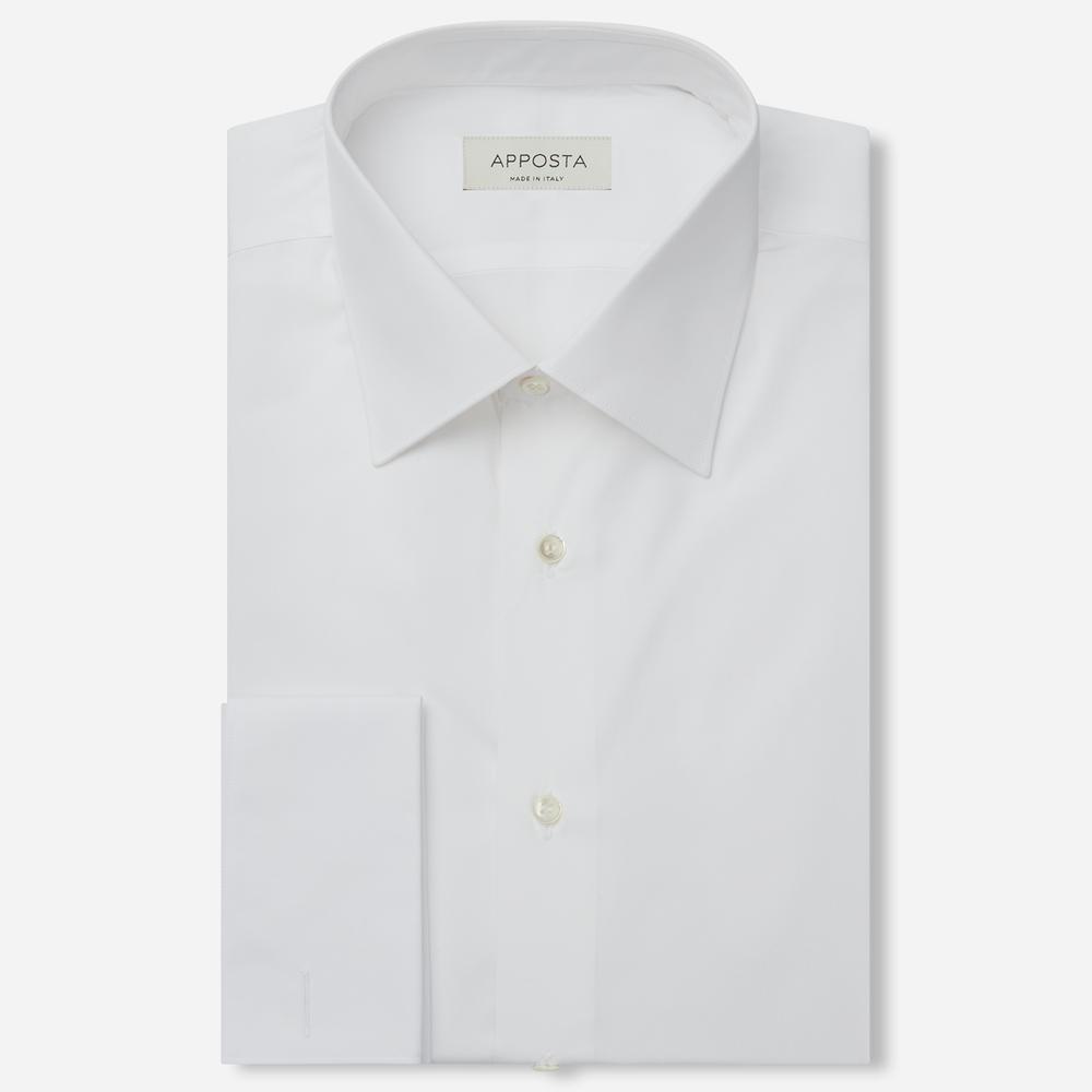 Shirt  solid  white cotton twill double twisted sea island cotton, collar style  low straight point collar, cuff  french cuff (cufflinks)
