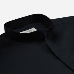 Shirt  solid  black cotton poplin double twisted giza 45, collar style  band collar without button - Image 2