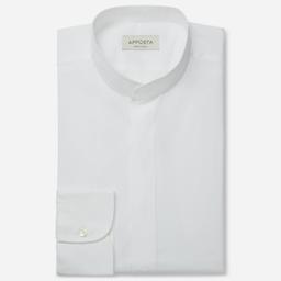Shirt  solid  white cotton poplin double twisted, collar style  band collar without button - Image 1