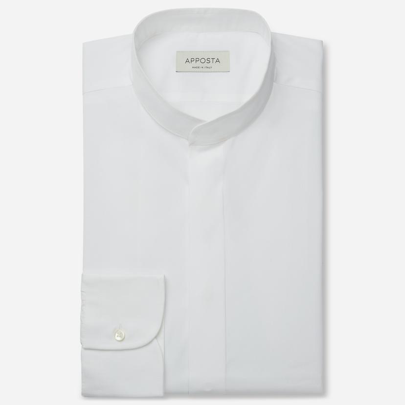 Shirt  solid  white cotton poplin giza 87, collar style  band collar without button - Product image