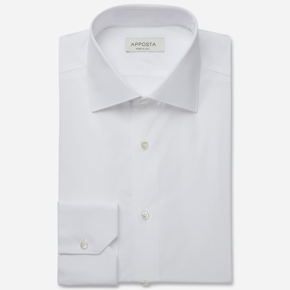 Shirt  solid  white cotton poplin giza 87, collar style  semi-spread collar