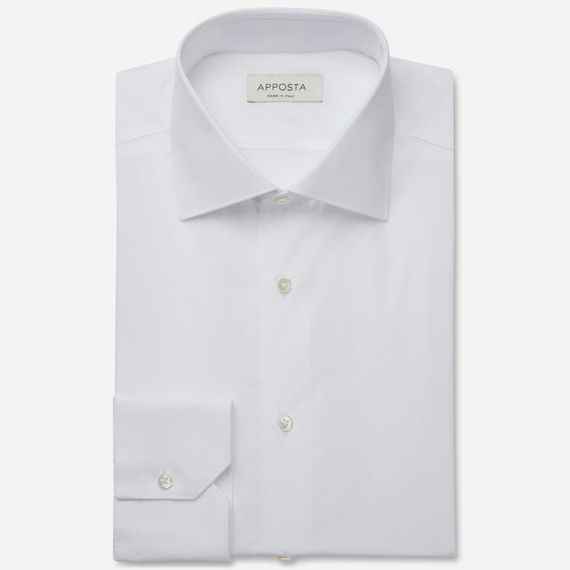 Shirt  solid  white cotton poplin giza 87, collar style  semi-spread collar - Product image