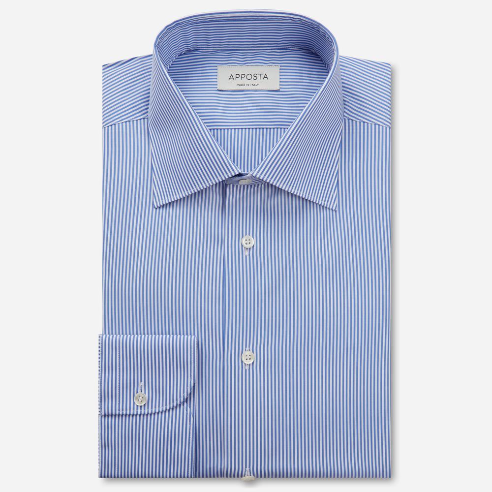Shirt  striped  light blue cotton poplin giza 87, collar style  semi-spread collar