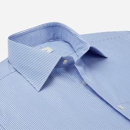 Shirt  striped  light blue cotton poplin giza 87, collar style  semi-spread collar - Image 2