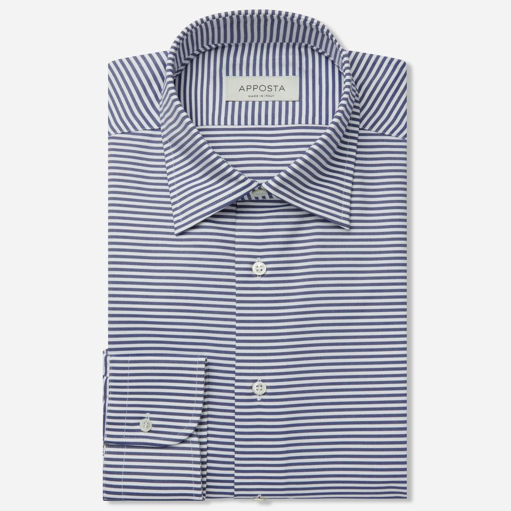 Shirt  striped  navy blue cotton oxford double twisted, collar style  hidden button down collar