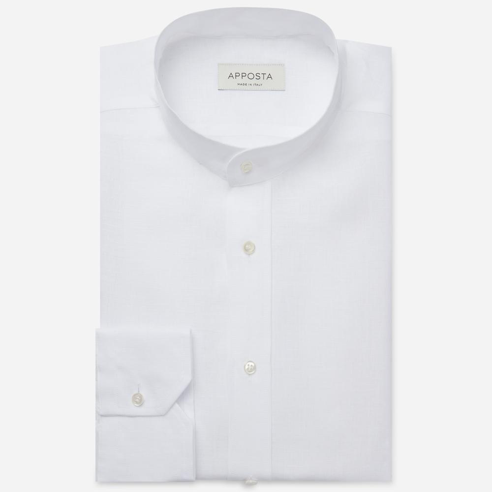 Shirt  solid  white linen plain, collar style  band collar - Product image