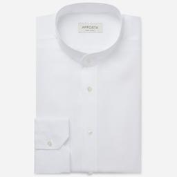 Shirt  solid  white linen plain, collar style  band collar - Image 1