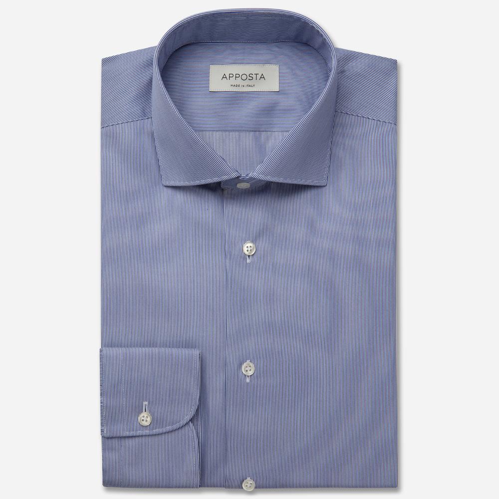 Shirt  hairline stripe  navy blue wrinkle-free cotton twill double twisted, collar style  lower spread collar - Product image