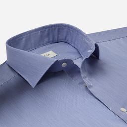 Shirt  hairline stripe  navy blue wrinkle-free cotton twill double twisted, collar style  lower spread collar - Image 2