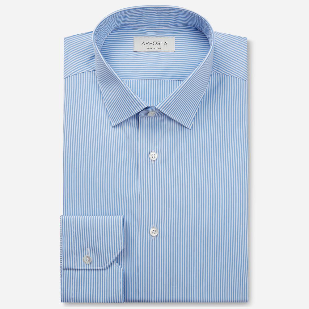 Shirt  striped  light blue cotton poplin, collar style  low straight point collar