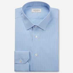 Shirt  striped  light blue cotton poplin, collar style  low straight point collar - Image 1