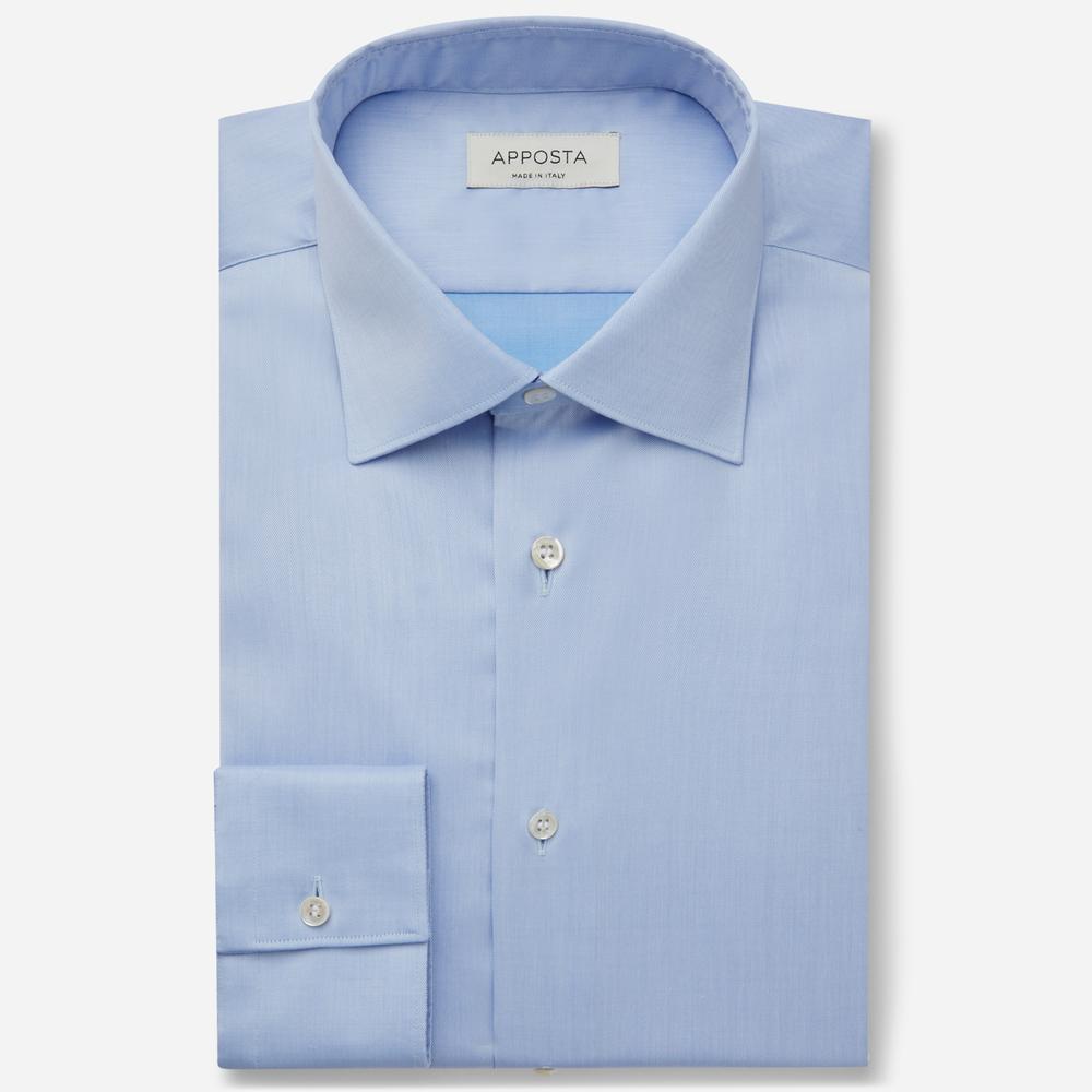 Shirt  solid  light blue wrinkle-free cotton twill double twisted, collar style  low straight point collar