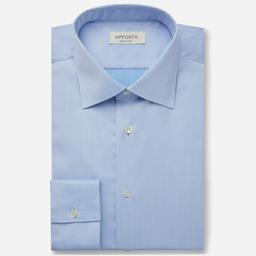 Shirt  solid  light blue wrinkle-free cotton twill double twisted, collar style  low straight point collar - Image 1