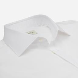 Shirt  solid  white stretch cotton poplin, collar style  semi-spread collar - Image 2