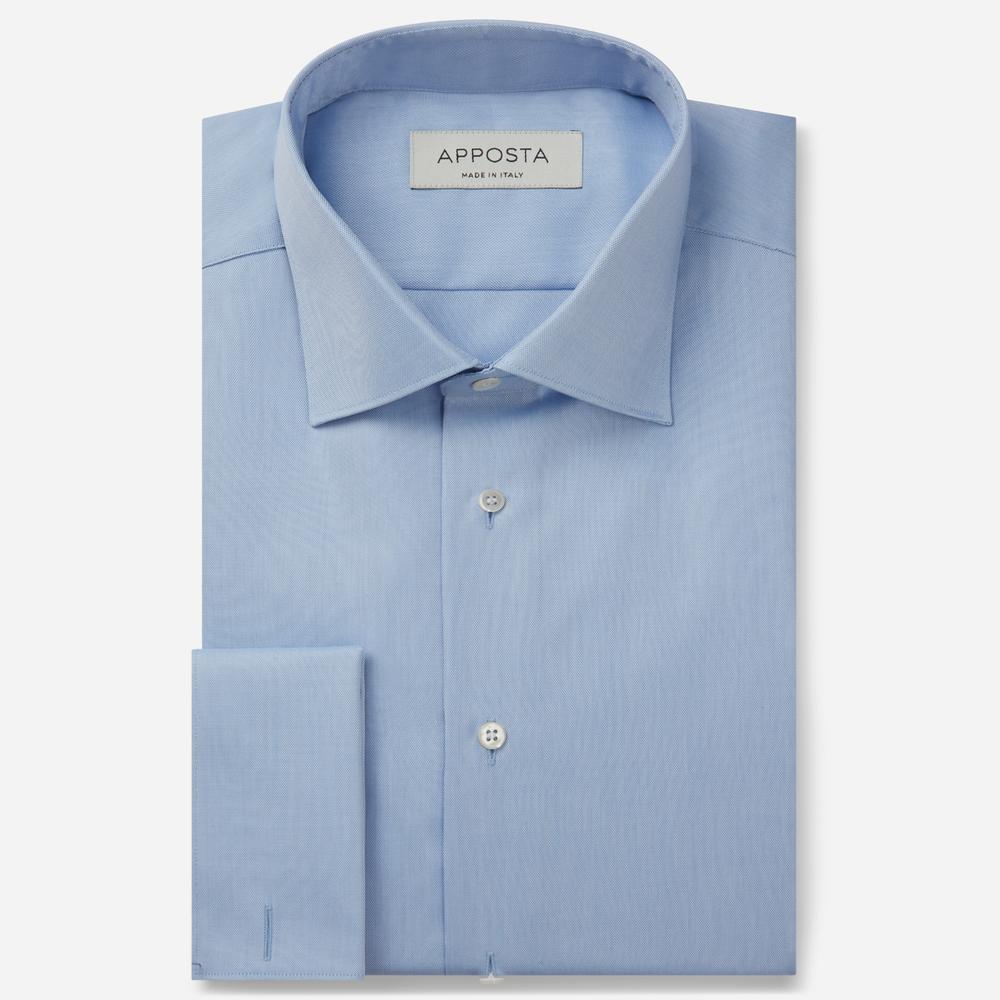 Shirt  solid  light blue wrinkle-free cotton oxford double twisted, collar style  semi-spread collar, cuff  french cuff (cufflinks)