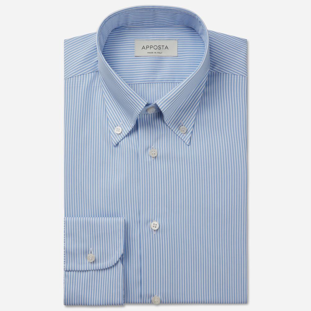 Shirt  striped  light blue wrinkle-free cotton twill, collar style  button-down collar