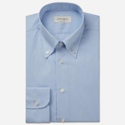 Shirt  striped  light blue wrinkle-free cotton twill, collar style  button-down collar - Image 1