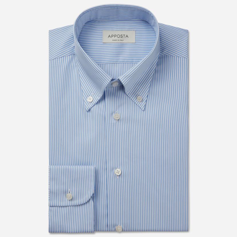 Shirt  striped  light blue wrinkle-free cotton twill, collar style  button-down collar - Product image