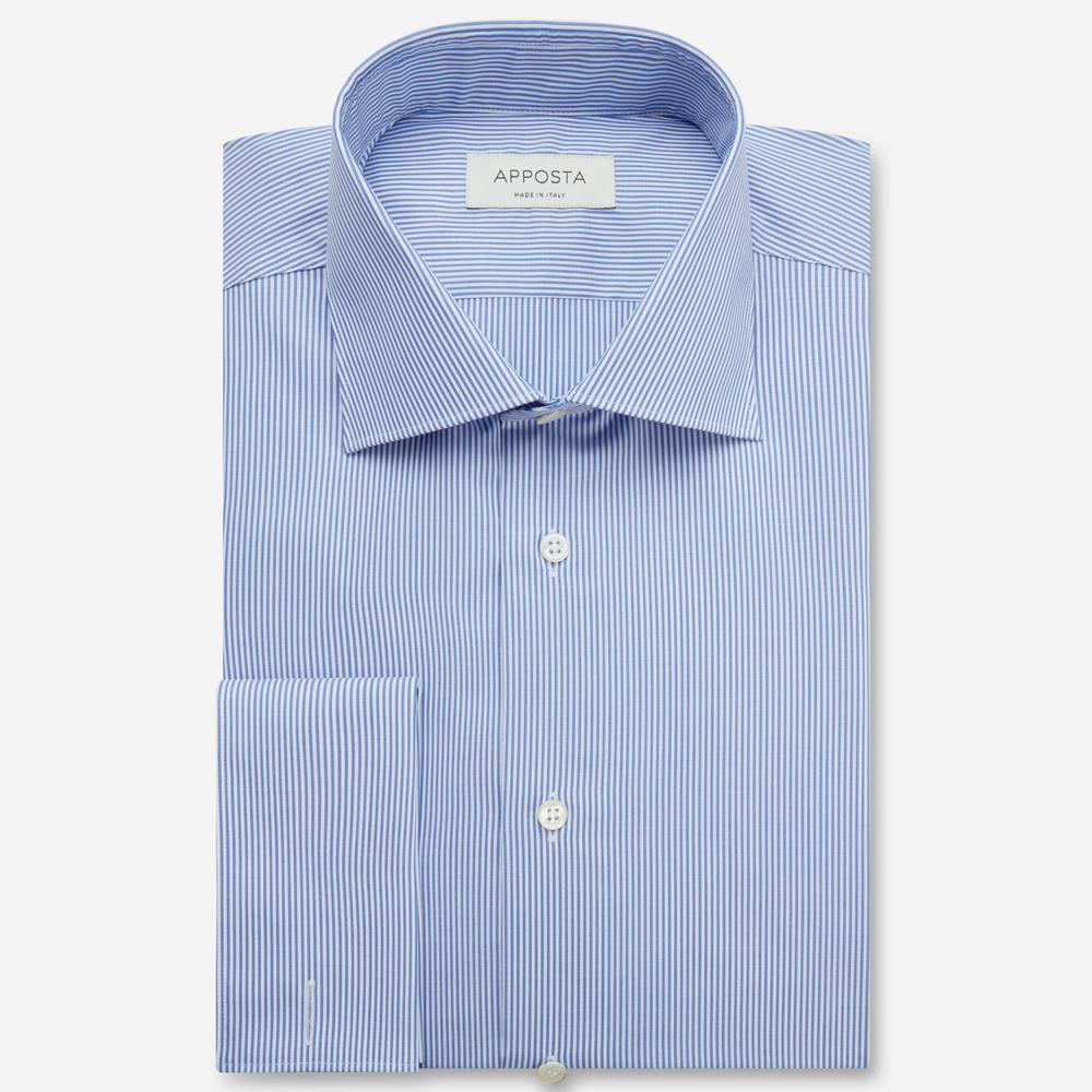Shirt  striped  light blue wrinkle-free cotton twill, collar style  semi-spread collar, cuff  french cuff (cufflinks)
