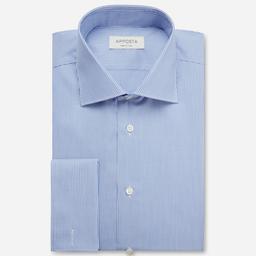 Shirt  striped  light blue wrinkle-free cotton twill, collar style  semi-spread collar, cuff  french cuff (cufflinks) - Image 1