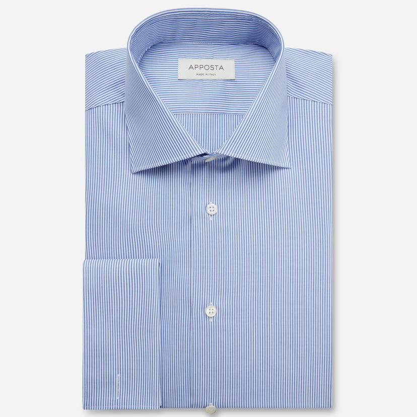 Shirt  striped  light blue wrinkle-free cotton twill, collar style  semi-spread collar, cuff  french cuff (cufflinks) - Product image