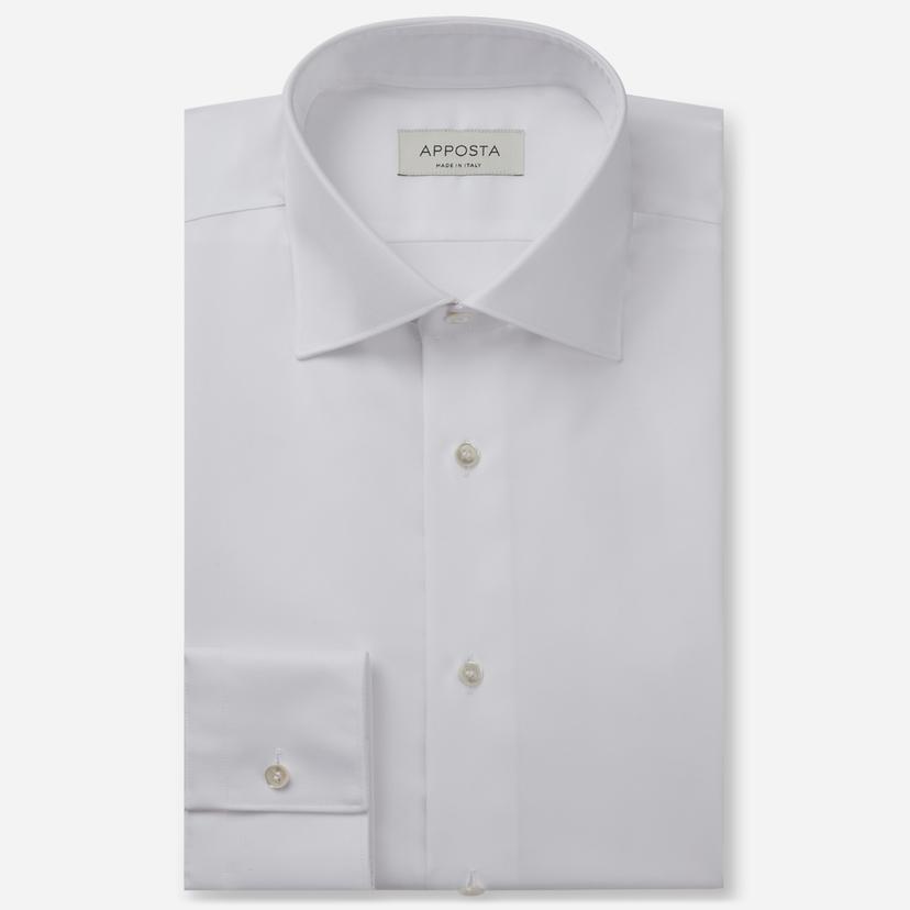Shirt  solid  white wrinkle-free cotton oxford double twisted, collar style  semi-spread collar - Product image