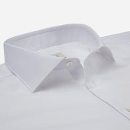 Shirt  solid  white wrinkle-free cotton oxford double twisted, collar style  semi-spread collar - Image 2