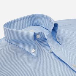 Shirt  striped  light blue cotton poplin, collar style  button-down collar - Image 2