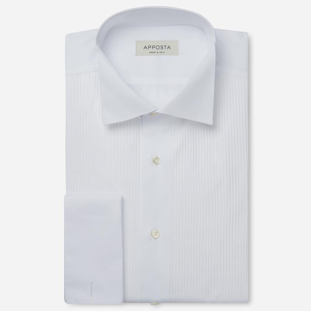Shirt  solid  white cotton, collar style  wing collar with funcional loop, cuff  french cuff (cufflinks)