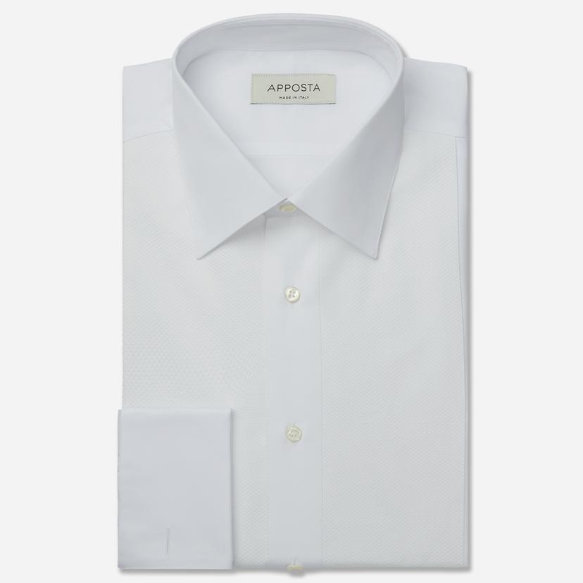 Shirt  solid  white cotton, collar style  low straight point collar, cuff  french cuff (cufflinks) - Product image