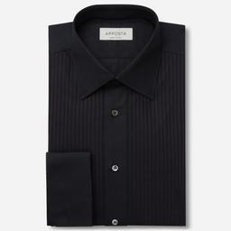Shirt  solid  black cotton, collar style  low straight point collar, cuff  french cuff (cufflinks) - Image 1