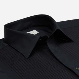 Shirt  solid  black cotton, collar style  low straight point collar, cuff  french cuff (cufflinks) - Image 2